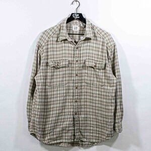 GAP Plaid Woven Flannel Button Shirt Grunge Large VTG 90s Streetwear Skate